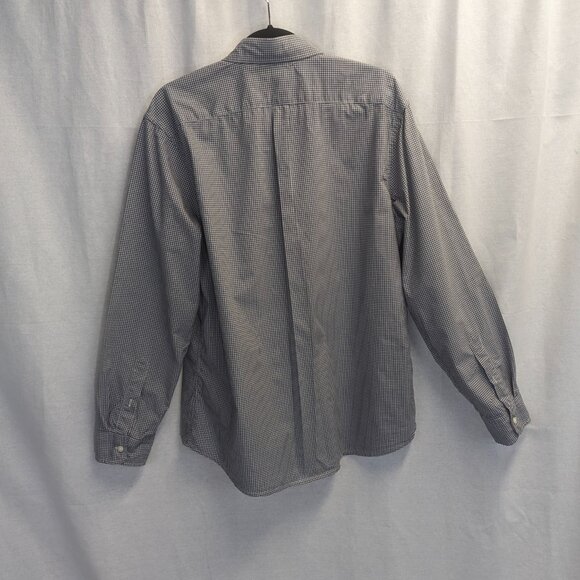 Gap Size Large Poplin Dark Gray/White Checked Button Down Long Sleeves - Picture 5 of 14